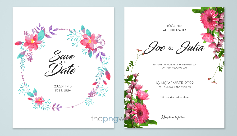Wedding Invitation Template Save the Date PSD wedding,invitation,marriage,couple,rsvp,save the date,welcome,card,vector,floral,anniversary,greeting,template,vintage,party,decoration,love